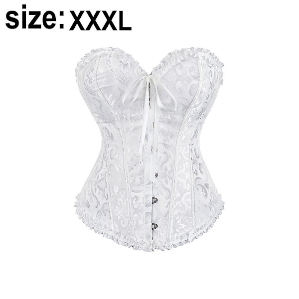 Naisten pitsillä kiinnitettävä luu-overbust-korsetti bustier alusvaatteet body shaper top prinsessakorsetti - Valkoinen Valkoinen-xs-Perfet White -xxxl