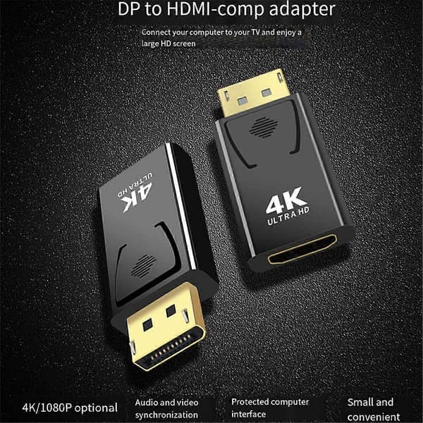4K Dp til HDMI-kompatibel videoadapter Displayport hann til HDMI-kompatibel datamaskin TV-skjerm Conve-Perfet