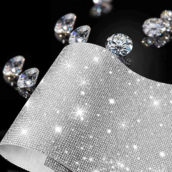 Bling Crystal tekojalokivitarrat Tee itse itseliimautuvat kimaltelevat tekojalokivilevyt auton koristeluun hopea, 9,4" x 7,9" - Perfet