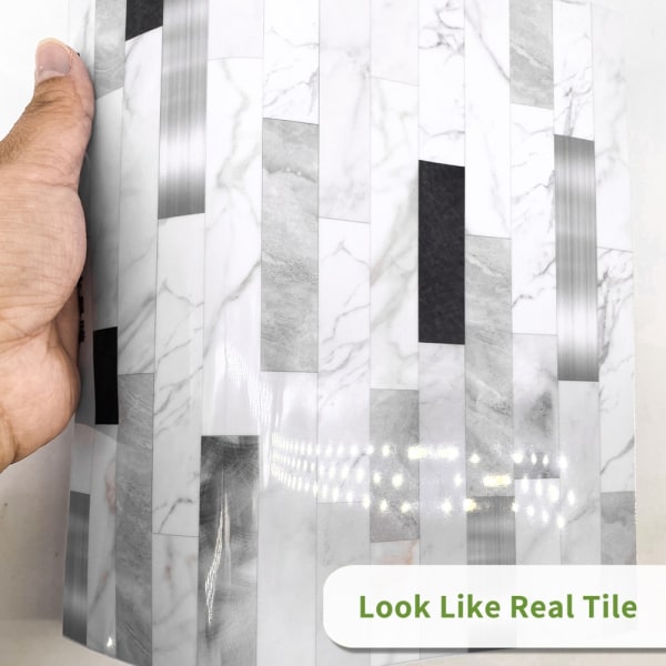 25 stk Kjøkkenfliser Baderomsmosaikk Selvklebende innredning - Perfet White,10x10cm