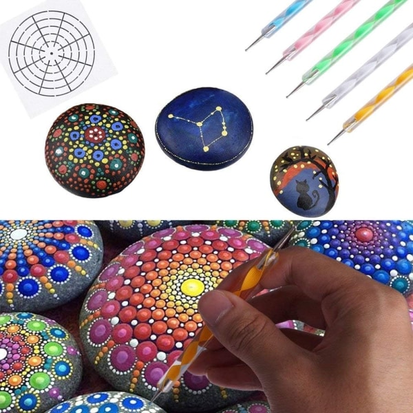 33-delers mandala prikkeverktøy med sjablonger og maleri - Perfet