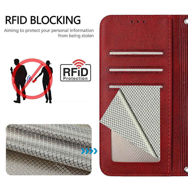 Panda RFID PU Telefonfodral Kompatibelt med Doogee Note 59 / Note 59 Pro-Perfet Wine Red