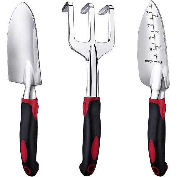 3 stk Heavy Duty Garden Trowels Hagehåndspader i støpt aluminium med sklisikre gummigrep - Perfet