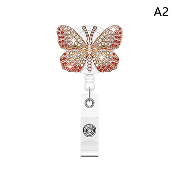 Butterfly Rhinestone Badge Reel Clip ID-korthållare Clips Namn - Perfet A2