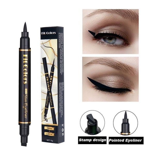 Pitkäkestoinen Eyeliner-leimasin kaksoispää, musta siiven muotoinen sinetti E - Perfet