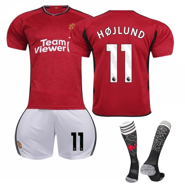 23-24 Manchester United hjemme Fodbold Børnetrøje no. 11 Højlund Adult XS