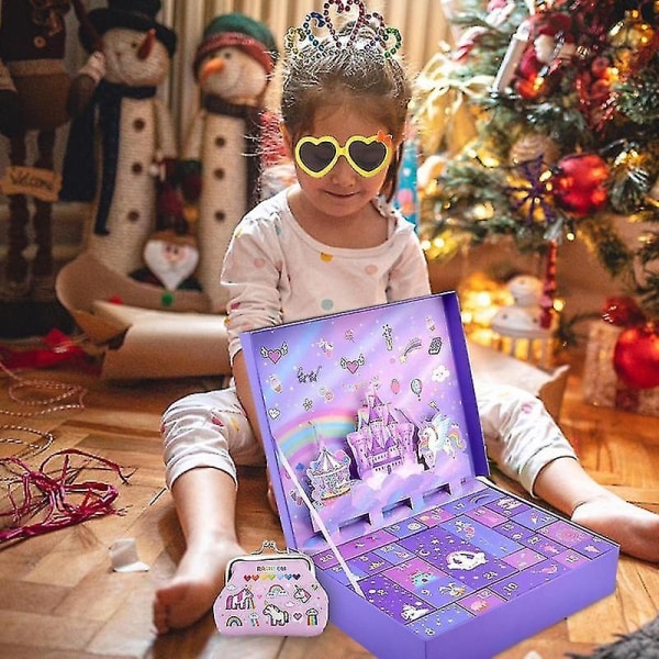 Jul-adventskalender Presentkartong 24st Princess Smycken Tillbehör Kit Tjejer Lekstuga Låtsasleksaker Tjejer Julklappar