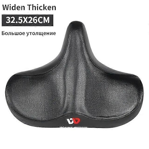 Långfärdscykel Sadel Breddad Förtjockad Ergonomisk Mjuk Kudde Mountain MTB Landsvägscykel Sadel Bekväm Cykelsits - Perfekt Black