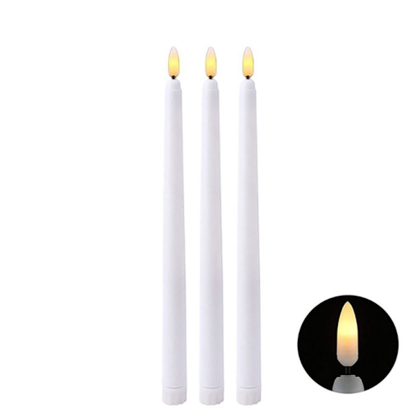 6 stk Lange LED-lys Flammeløse stearinlys HVID- Perfet White