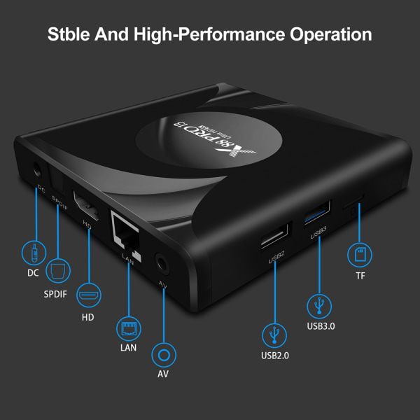 Androids 13 TV Box Wifi Medias Player Hjem til kontoret i soveværelset 2G 16G