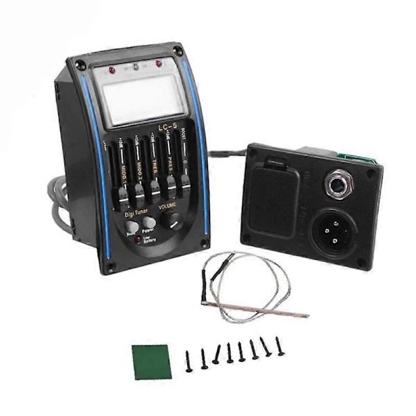 Profesjonell 5-bånds EQ gitar- og bassforforsterker med LCD-tuner og piezo-pickup for forbedret lydkvalitet Only LC-5 BLUE