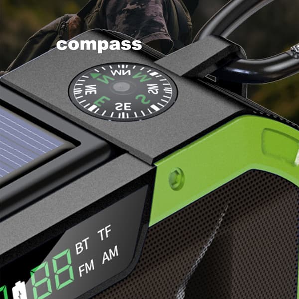 5000mAh Sveiveradio Vanntett Nødradio Solcellehøyttaler - Perfet green