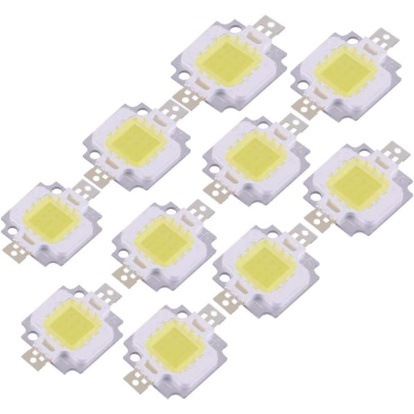COB LED-lampa, 10 st 10W LED Cool/ Chip SMD COB DC 9-12V för lampbyte - Perfet White