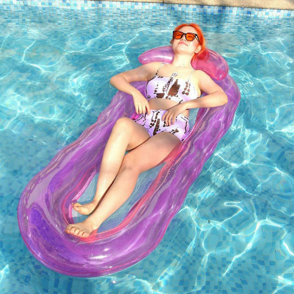 Voksen Pool Oppustelig Solstol Pool Float med Hovedpude, Swimming Pool Sommer Strand Legetøj til Party-Perfet pearl powder