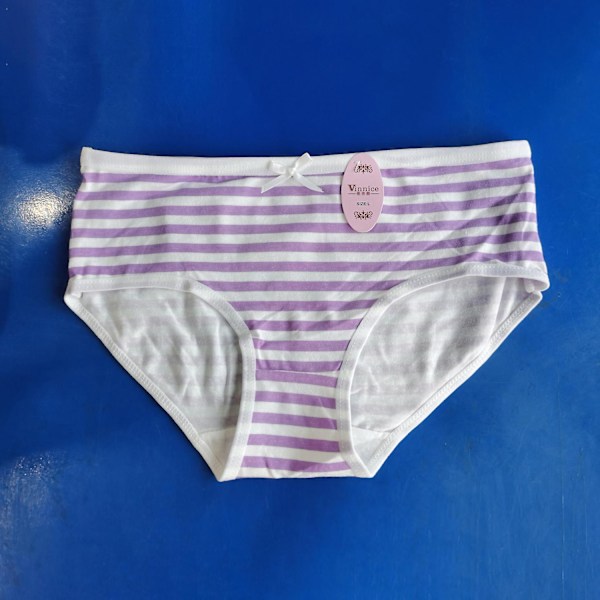 Söta trosor för kvinnor, randiga med rosett, ren bomull, lågt midjehöjd - Perfet Purple