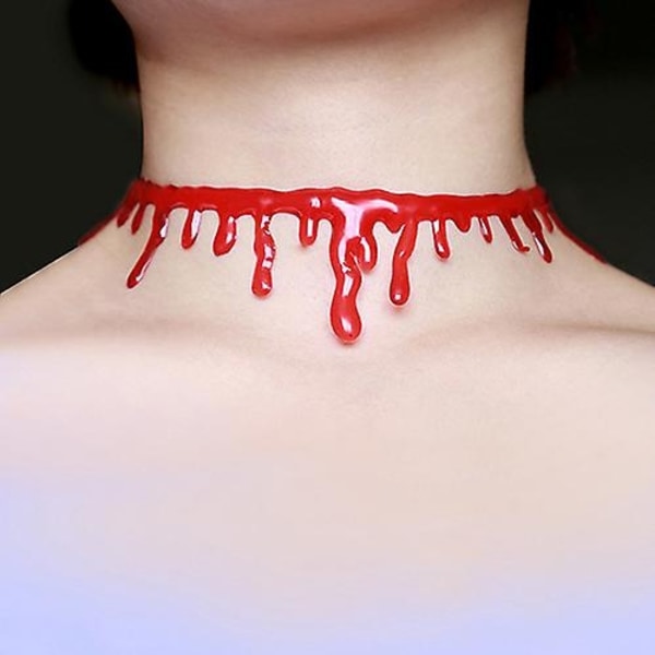 Farfi Halloween Skrekk Irregular Blood Drop Choker Chain Punk Halskjede Smykker Charm - Perfet