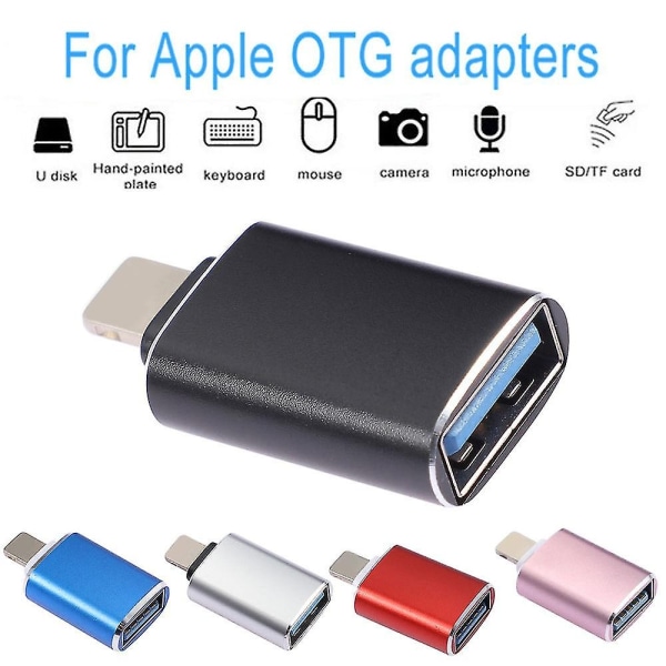 USB Adapter för Lightning Camera Data Converter SD Card Disk U Otg för Iphone 13 Mini 12 11 Pro Xs Max Xr X 7 8 Mer - Perfet Red