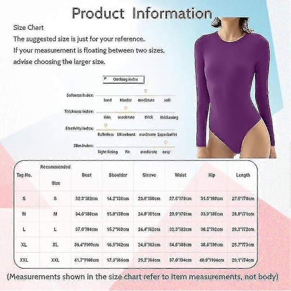 Naisten pitkähihainen body, leotardi, bodycon, pyöreä pääntie, body, haalari, yläosa - Yvan-Perfet Pink M