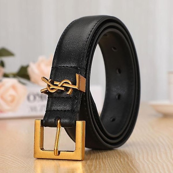 Läderbälte med slät spänne för kvinnor, mångsidigt casual bälte för kvinnor, enkelt och elegant dambälte - perfekt 100cm