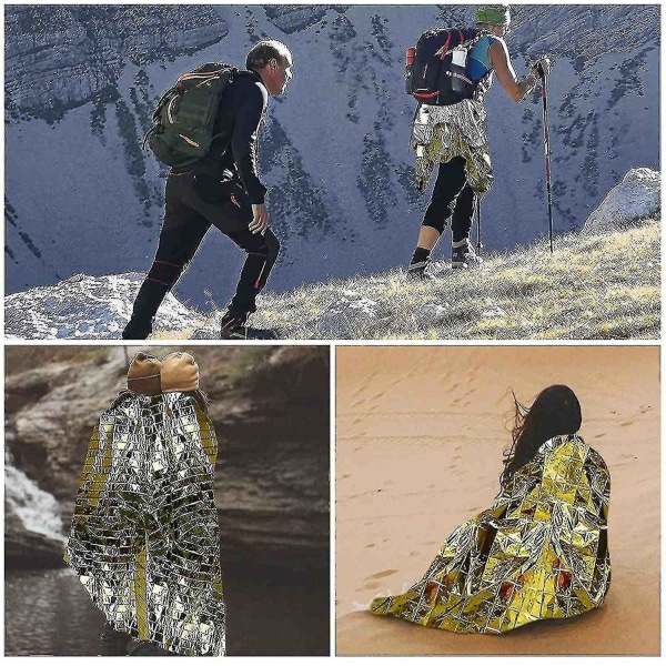 10 stk. Nødtæppe Sammenfoldelig Gyldent 210x160cm Sølv + Gylden-- null- Perfet none