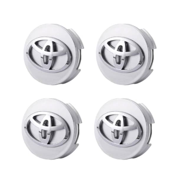 4-delat set - Toyota centrumkåpa/fälgemblem - B silver 62mm - (matt) Silver 62mm - Silver (matt)