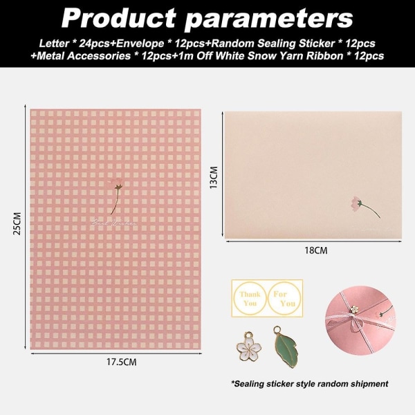 Paperitarvikkeet (vuorattu) 24 kpl ja kirjekuoret 12 kpl, paperitavarat ja set tarvikkeineen - Perfet Style 1