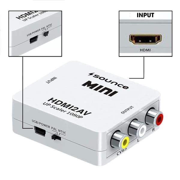 Universal HDMI til AV/RCA 1080P signalomformer 0 0
