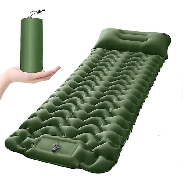 Camping Sovdyna Uppblåsbar Sovmatta med Kudde Inbyggd Pump, Kompakt Vattentät Camping Luftmadrass - Perfekt