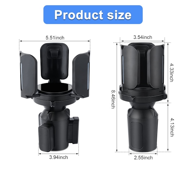 Koppholder for bil, Oppgradert koppholder-utvider for de fleste kopper - Perfekt