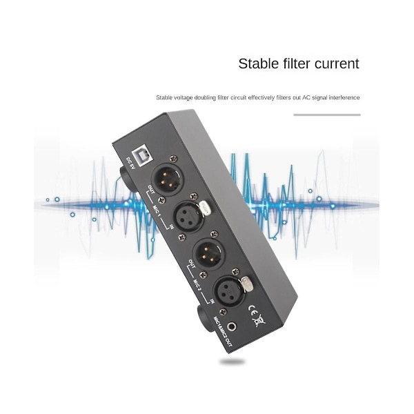 48V USB Dual Hybrid Utgångs Fantomströmförsörjning för Kondensatormikrofon Musikinspelningsutrustning - Perfet