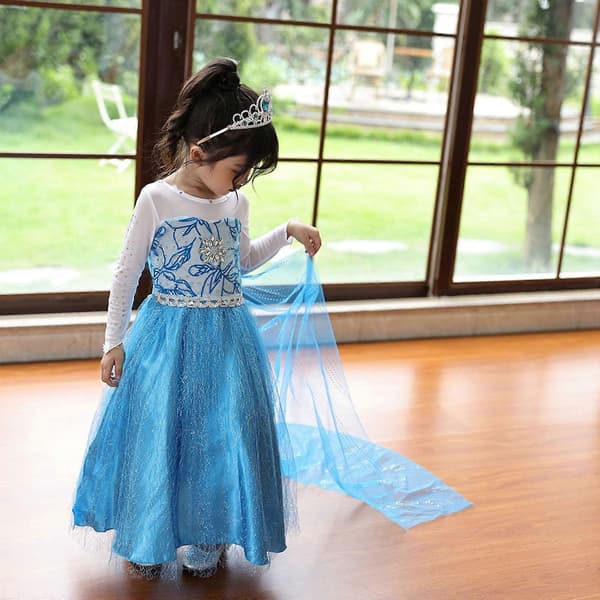 Barn Flickor Blå Klänning Kostym Prinsessklänningar Fancy Cosplay-Perfekt Blue 110