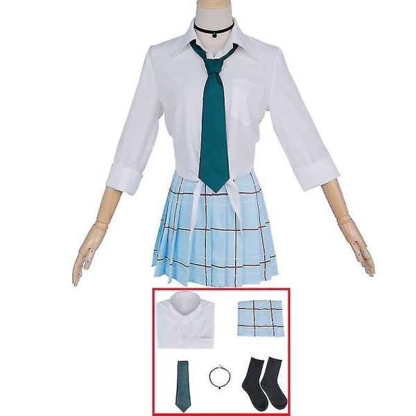 Anime Marin Kitagawa My Dress Up Darling Cosplay Kostym Jk Skoluniform Kjol Outfits Halloween (L size)- Perfet
