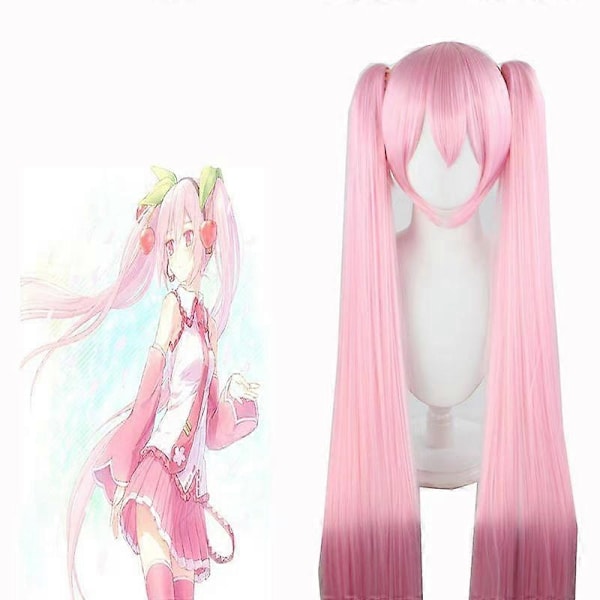 2024 Pink Miku Cosplay Kostume Performance Dragt Cos Suit Hatsune Miku Regulær C Dragt Paryk Cosplay Piger Forår Sakura Kirsebær Miku-Perfet Single wig L