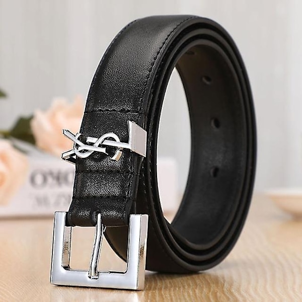 Läderbälte med slät spänne för kvinnor, mångsidigt casual bälte för kvinnor, enkelt och elegant dambälte - perfekt 100cm