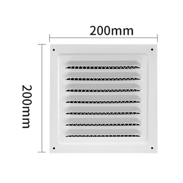 Metallisk ventilasjonsdeksel Intensiv rist Luftventilgitter for tak Kjøkken Sidevegg 15cmx15cm Hvit-Perfet White 20cmx20cm