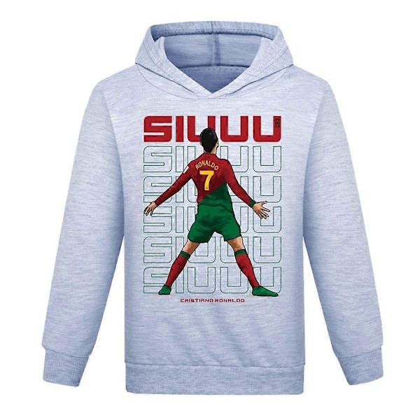 Julegaver Cristiano Ronaldo Hoodie VM Nr. 7 Fodboldstjerne Hoodie Piger Drenge Hættetrøje Trøje Topper Børn Teenagere-Perfekt Gray 13-14years