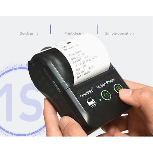 Mini Bærbar Bluetooth Termisk Kvitteringsprinter Kompatibel med Multi-Ple System til POS Maskine til Udskrivning af Regningsprinter EU Stik-Perfet
