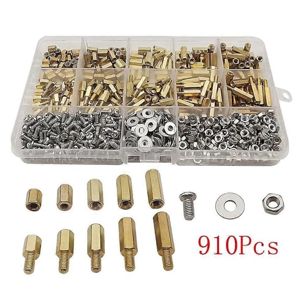 910 st/set M3 Hane Hona Hex Mässing Distansbricka Kit med Skruv Mutter och Bricka pcb moderkort distansbricka Sortimentskit-Perfet