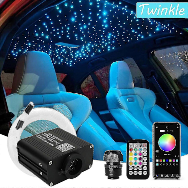 Helt ny 16w Twinkle Rgbw Fiber Optisk Stjärnhimmel Taklampor Kit Smart App Ljudstyrd Motor för Bil Stjärnklar Himmelfiber Optisk Ljus-Perfekt Car Cigarette plug