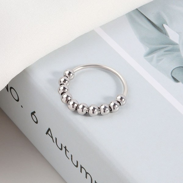 Anti-Stress Ringer med roterbare perler Sølv 3 størrelser 3-pakning - Perfet