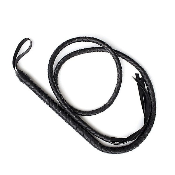 1,9 m Bull Whip Læder og Ruskind Flettede Haler Ridehest Piske (sort)-E-Perfet