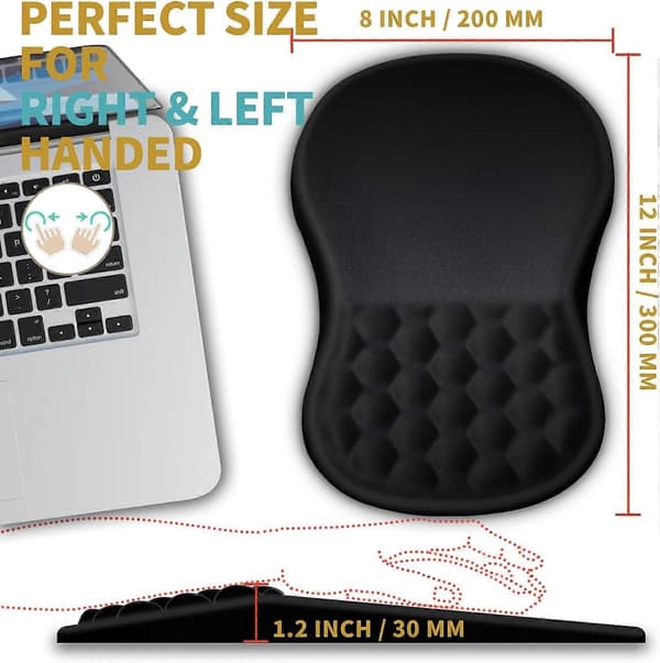 Ergonomisk musemåtte med håndledsstøtte og massage design, håndledshvile smertelindrende musemåtte med memory foam & skridsikker PU-base, Mouse-Perfet