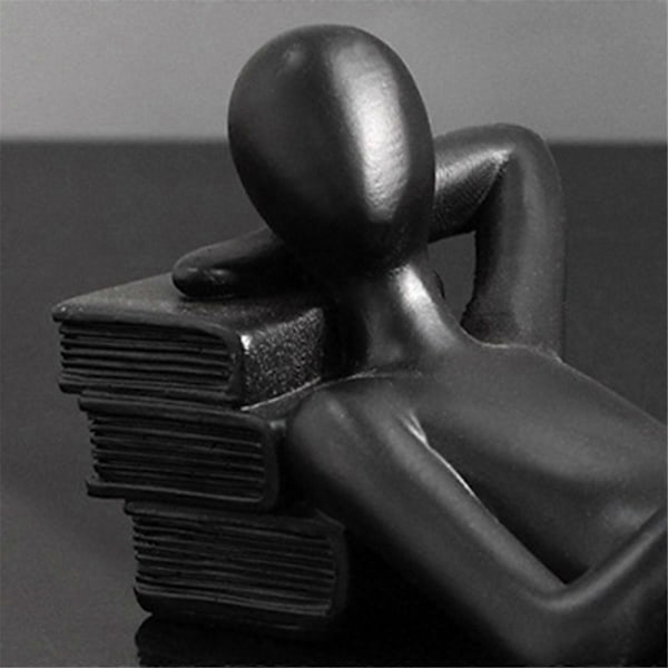 Nordisk Læsestatue Resin Figurer Skrivebordsindretning Skulptur Moderne Kunst Ornament Hjemmekontor Indretning - Perfekt White C