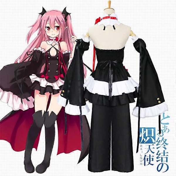 Seraph Of The End Owari No Seraph Krul Tepes Cosplay Kostume Uniform Paryk Cosplay Anime Hexe Vampyr Halloween Kostume til Kvinder-Perfekt full set 1 with Wigs S