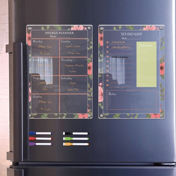 Akryylimagneettinen viikkosuunnitelmakalenteri jääkaapin kuivapyyhkimistaululle - Perfet null - TYU053 Large