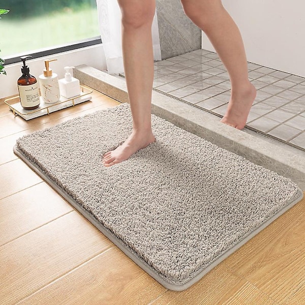 Badeværelsesmåtte skridsikker absorberende brusebadsrum badeværelsestæppe tykt tæppe - Perfet Beige 50*80cm