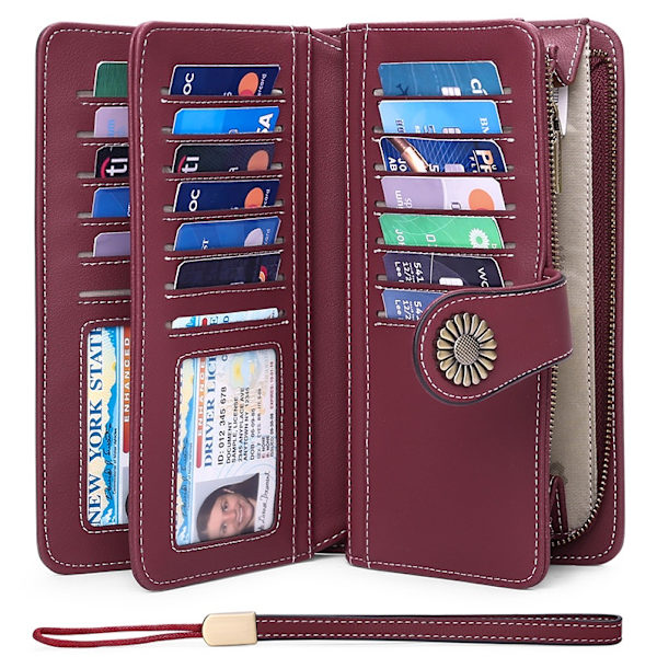Dame pung Elegant stilfuld pung Lang pung dame RFID clutch multifunktionel - Perfet