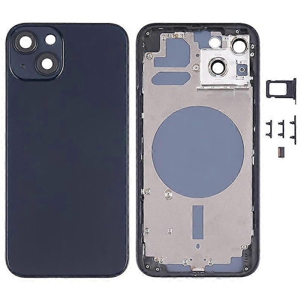 för iPhone 13 6.1 tum Bakre Batterihölje + Mellanplatta Ram + Sidoknappar Ersättning - Perfekt Style F
