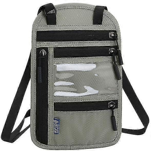 Reisehalslommebok for kvinner og menn - Oppbevar verdisaker trygt Light Grey
