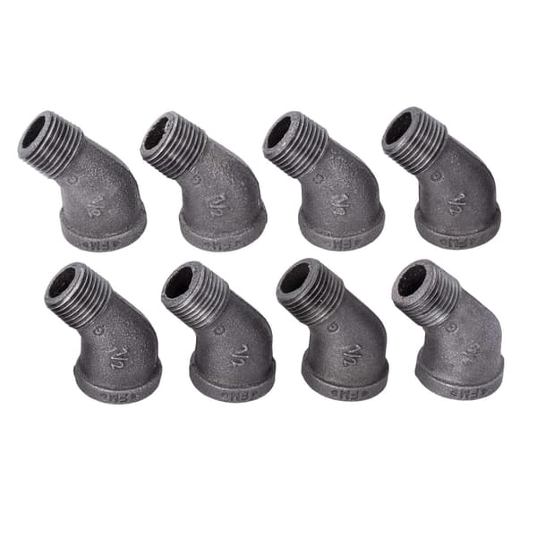 1/2' Gadealbue 45 Graders Fitting, Sorte Formbart Jern Fittings Passer til 1/2 Tomme Rør - Perfekt